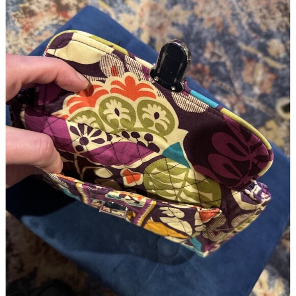 Vera Bradley Pushlock Wristlet PLUM CRAZY Push Lock & Zip Top Zip Inner Pocket - Picture 5 of 5